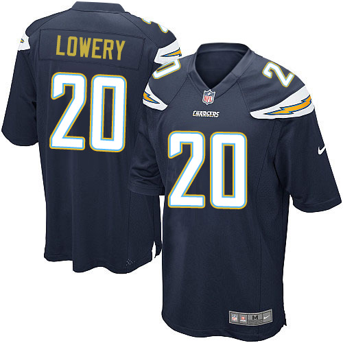 Men's Game Dwight Lowery Nike Jersey Navy Blue Home - #20 NFL Los Angeles Chargers